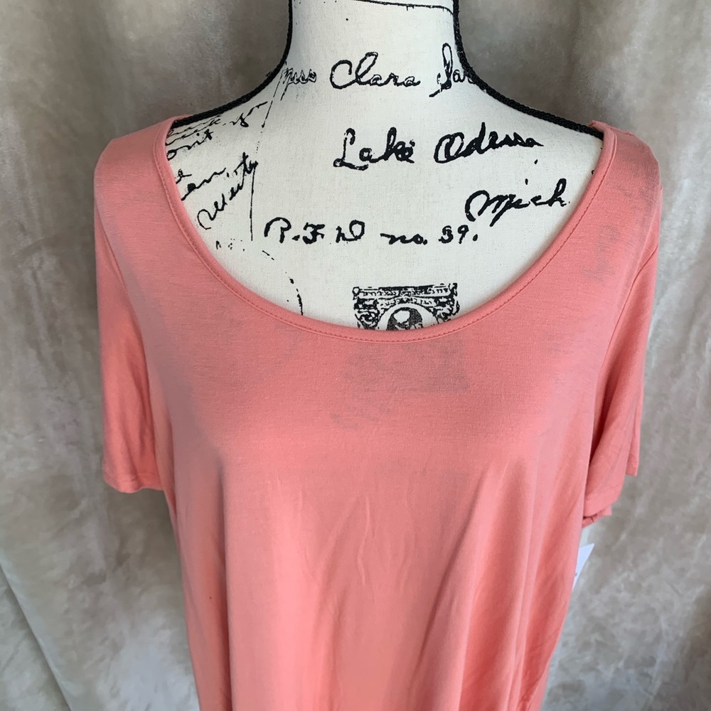 Jessica Simpson Coral Cotton Blend Top Soft Scoop Neck Short Sleeve Tee Coral 1X - Picture 3 of 14